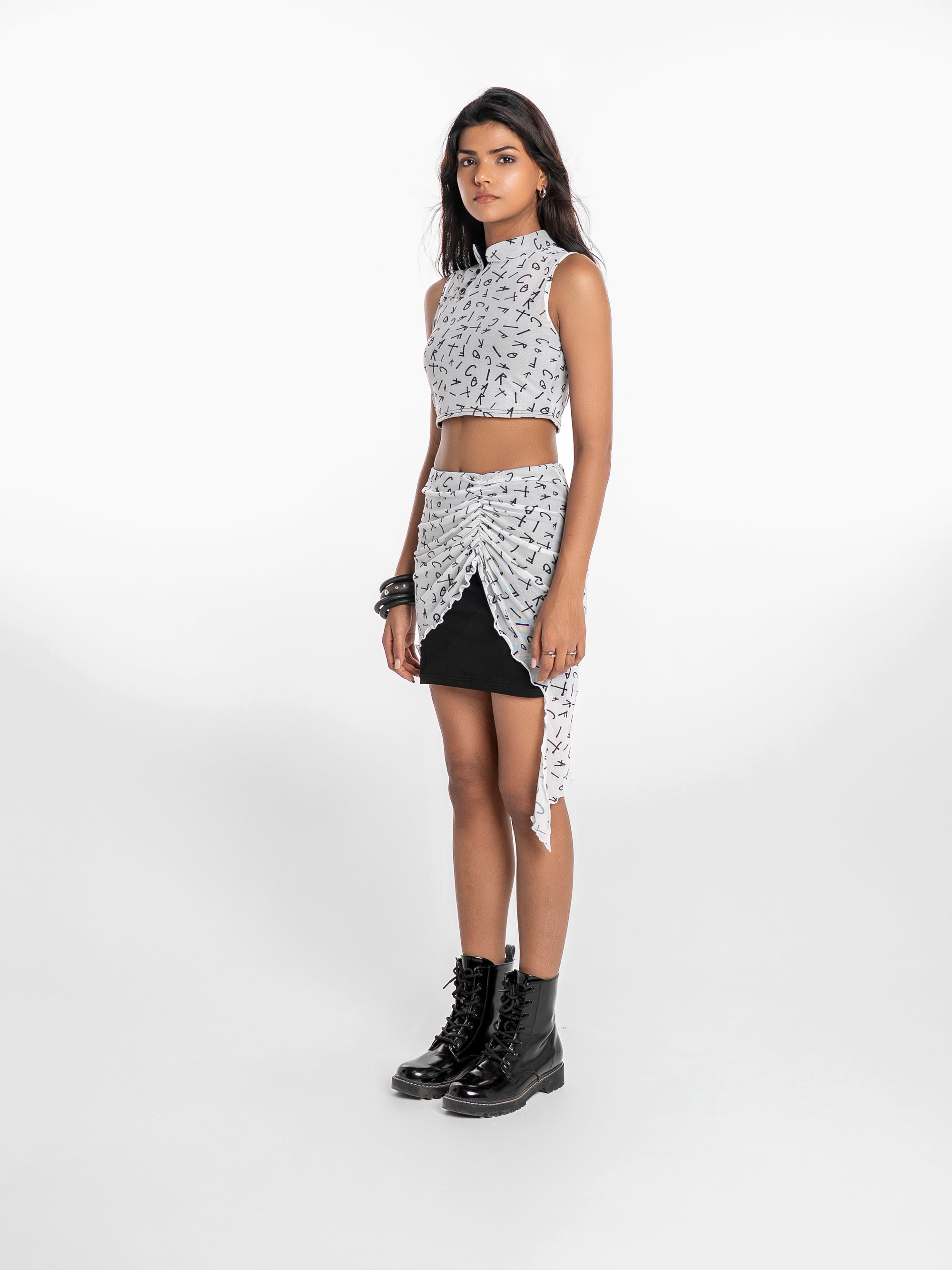 Logo Script Drape Co-ord Set – White
