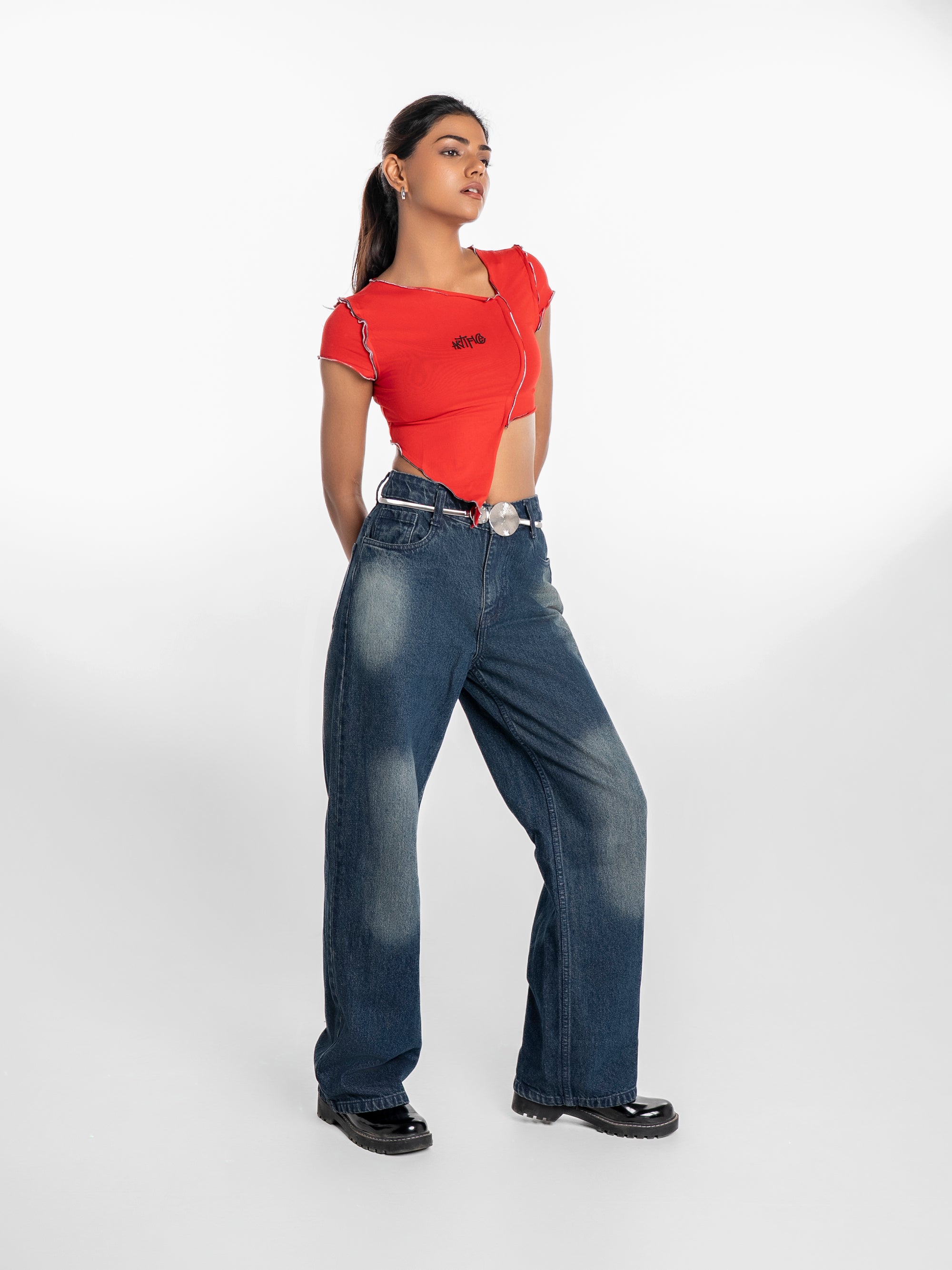 Edgecut Crop Top - Crimson Red