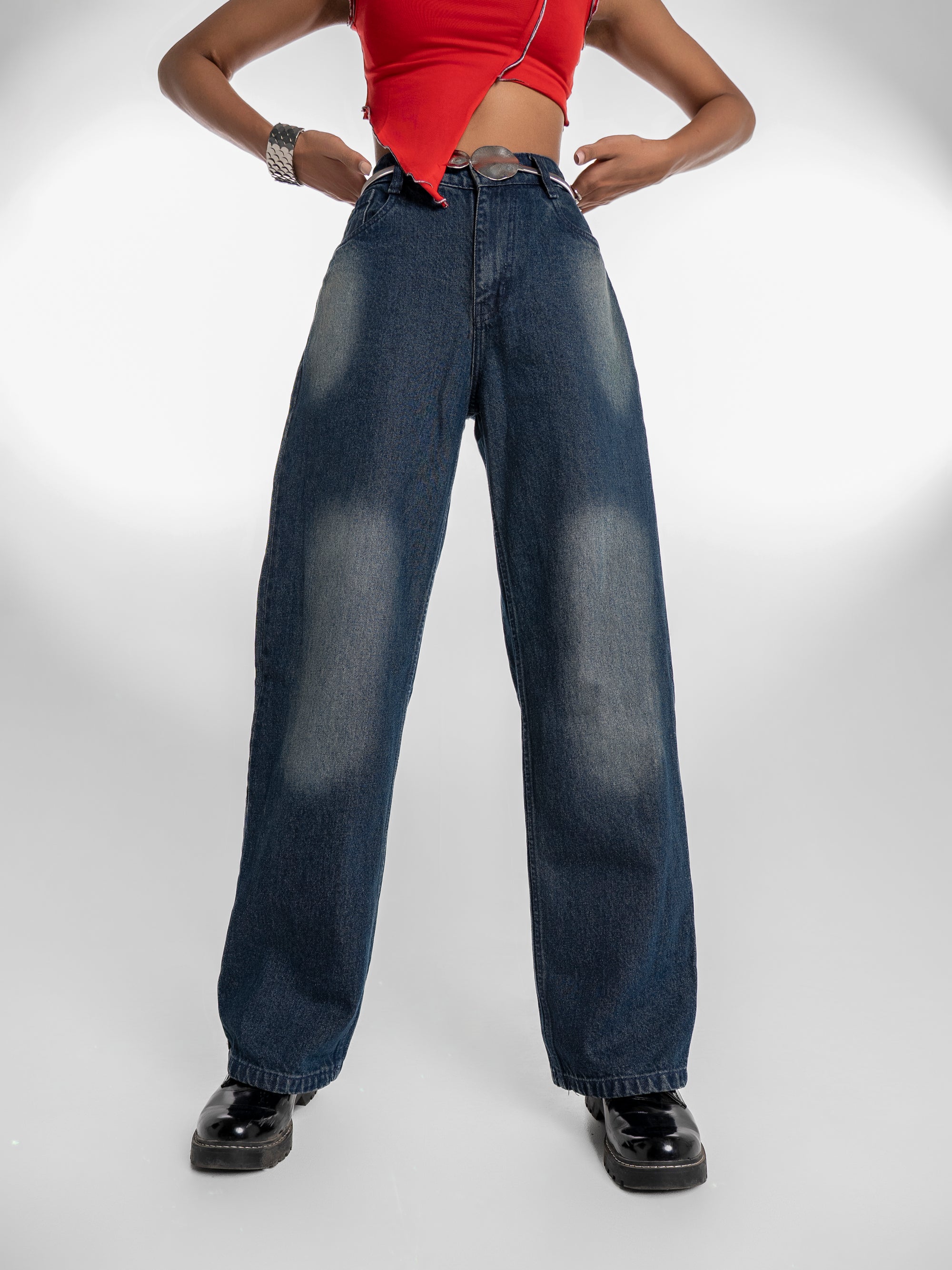 Classic Blue Wide-Leg Jeans