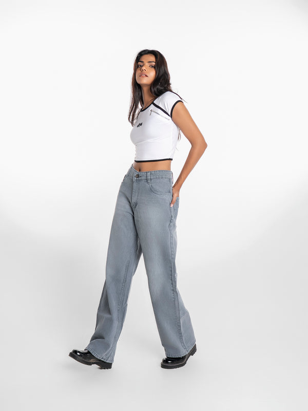 Wide-Leg Jeans - Blue Frost