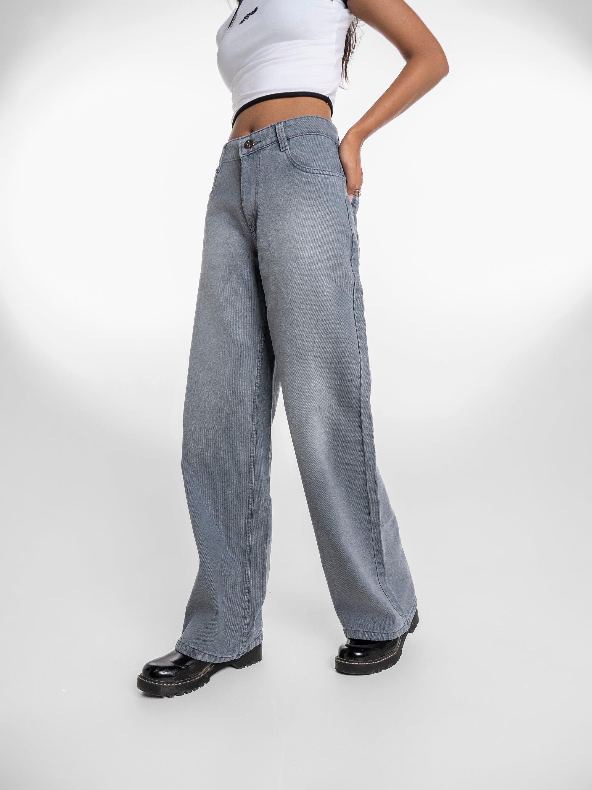 Wide-Leg Jeans - Blue Frost