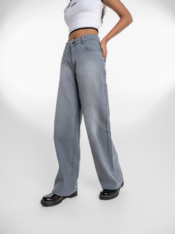 Wide-Leg Jeans - Blue Frost