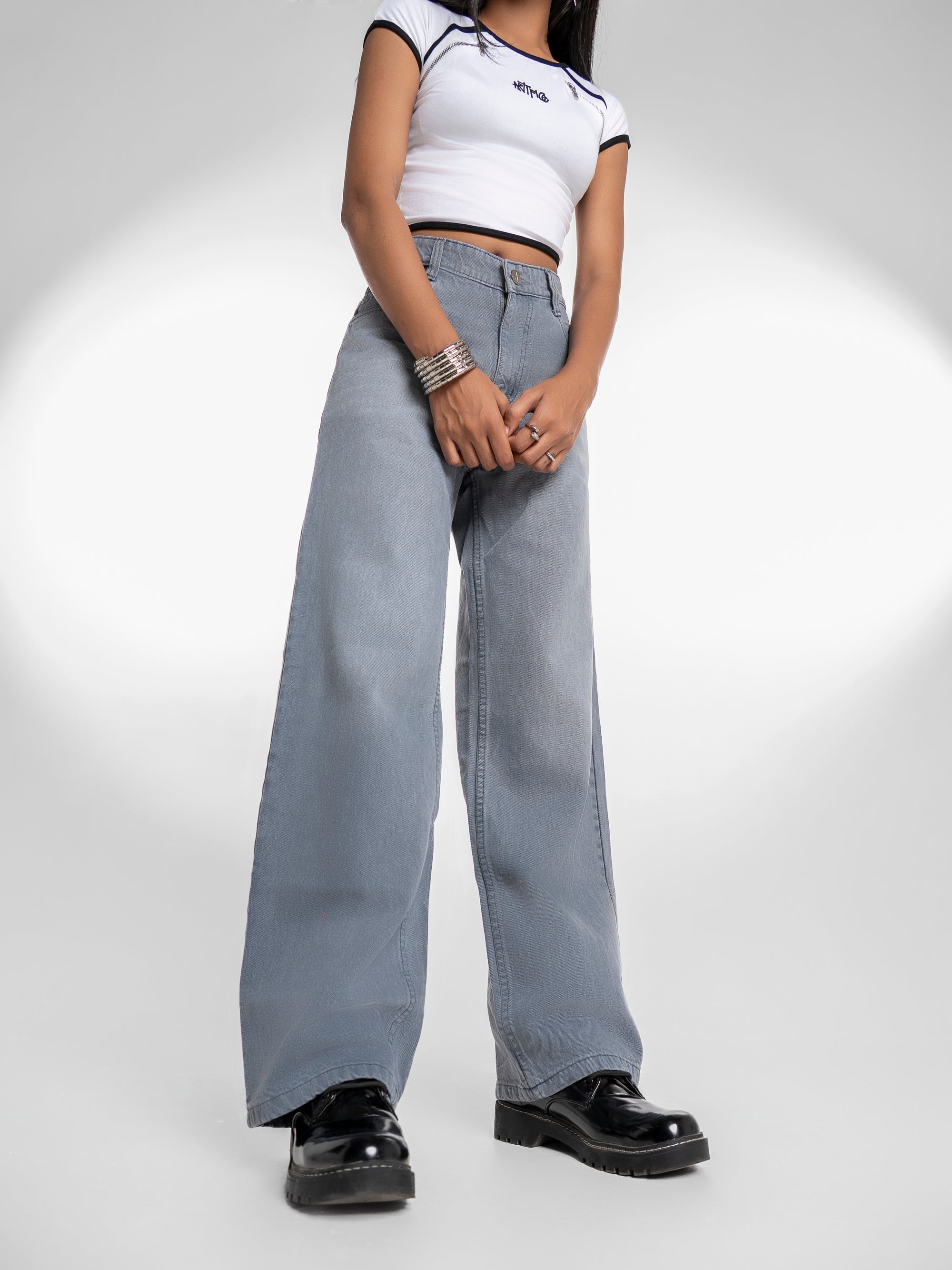 Wide-Leg Jeans - Blue Frost
