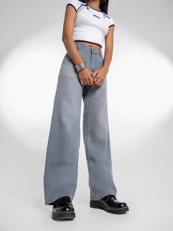 Wide-Leg Jeans - Blue Frost