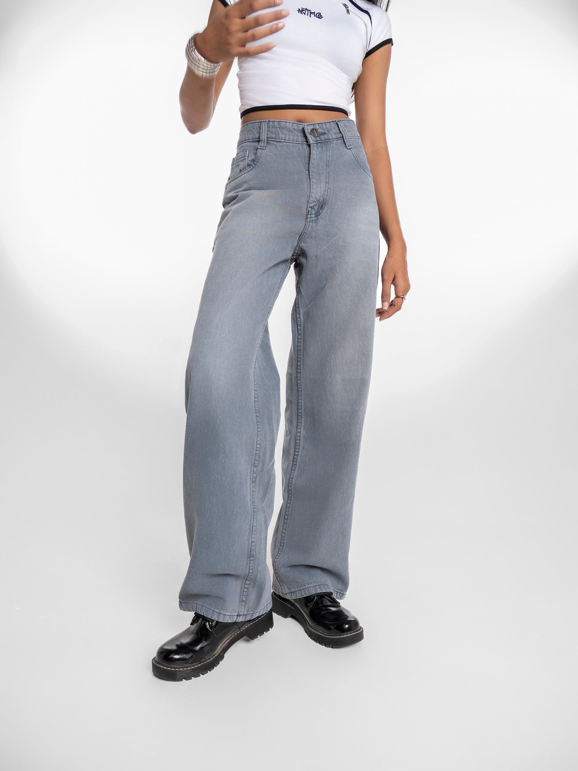 Wide-Leg Jeans - Blue Frost