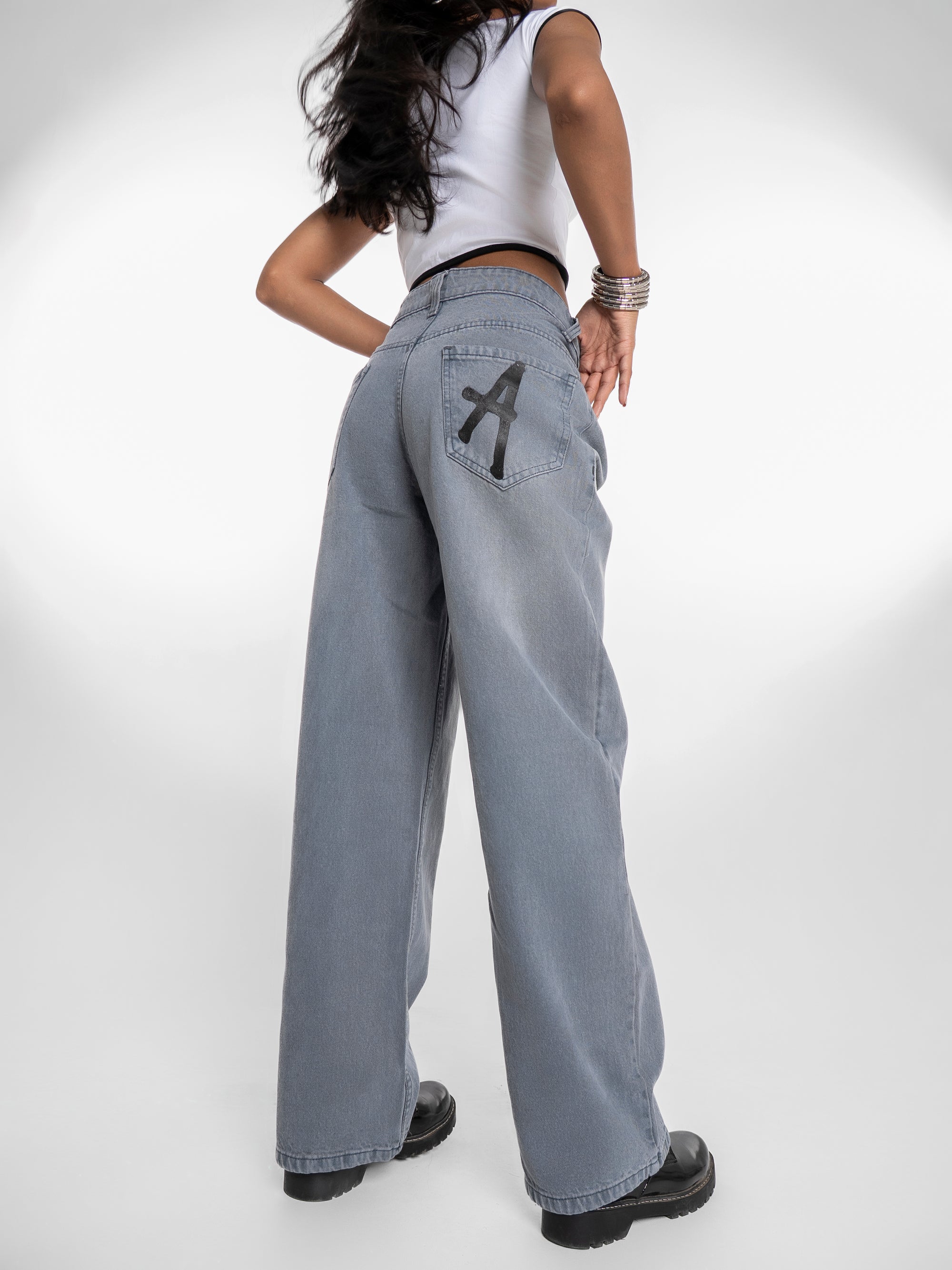 Wide-Leg Jeans - Blue Frost