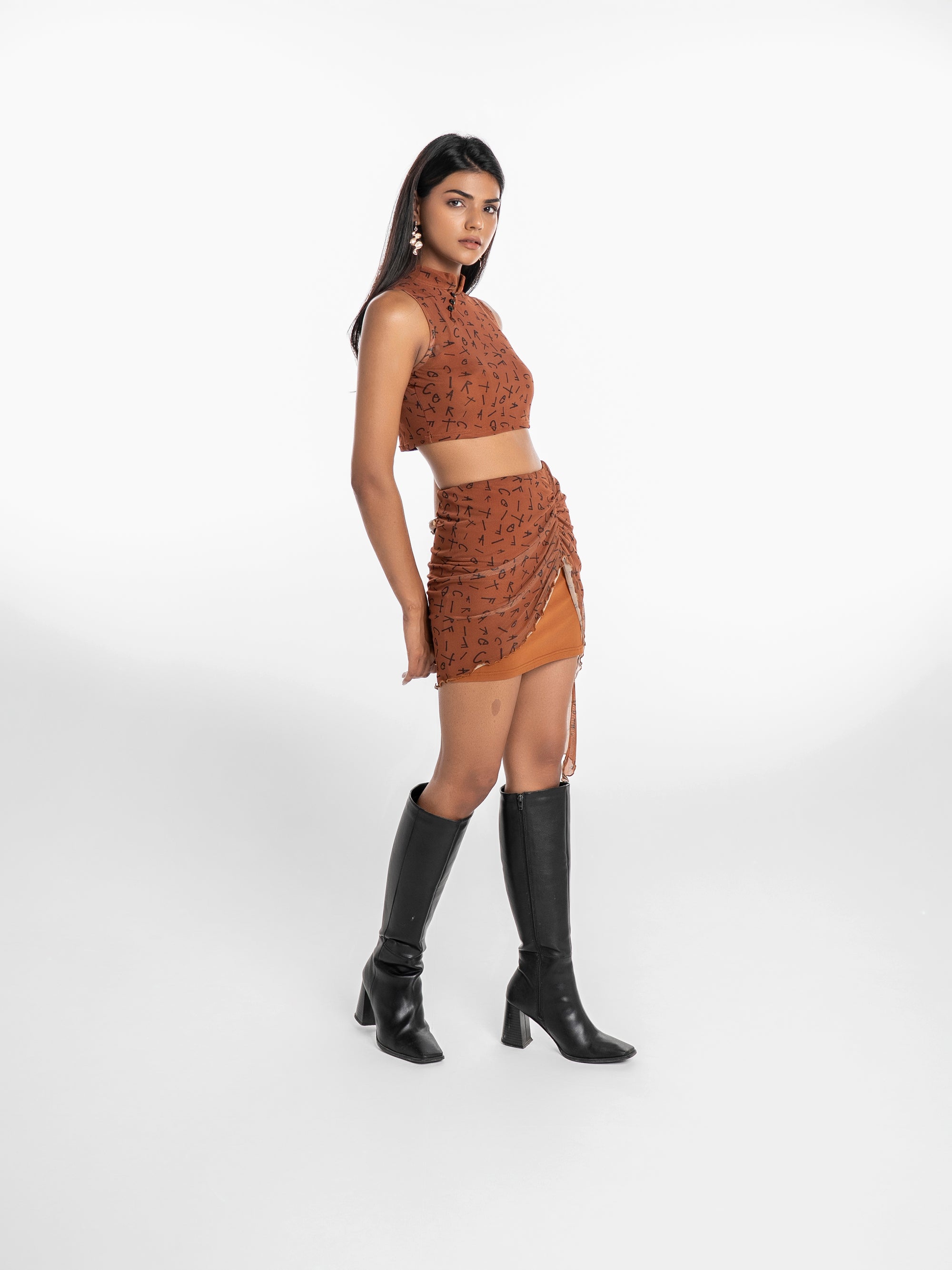 Logo Script Drape Co-ord Set – Mocha Brown
