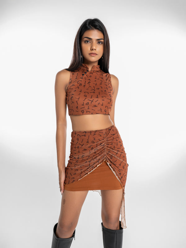Logo Script Drape Co-ord Set – Mocha Brown