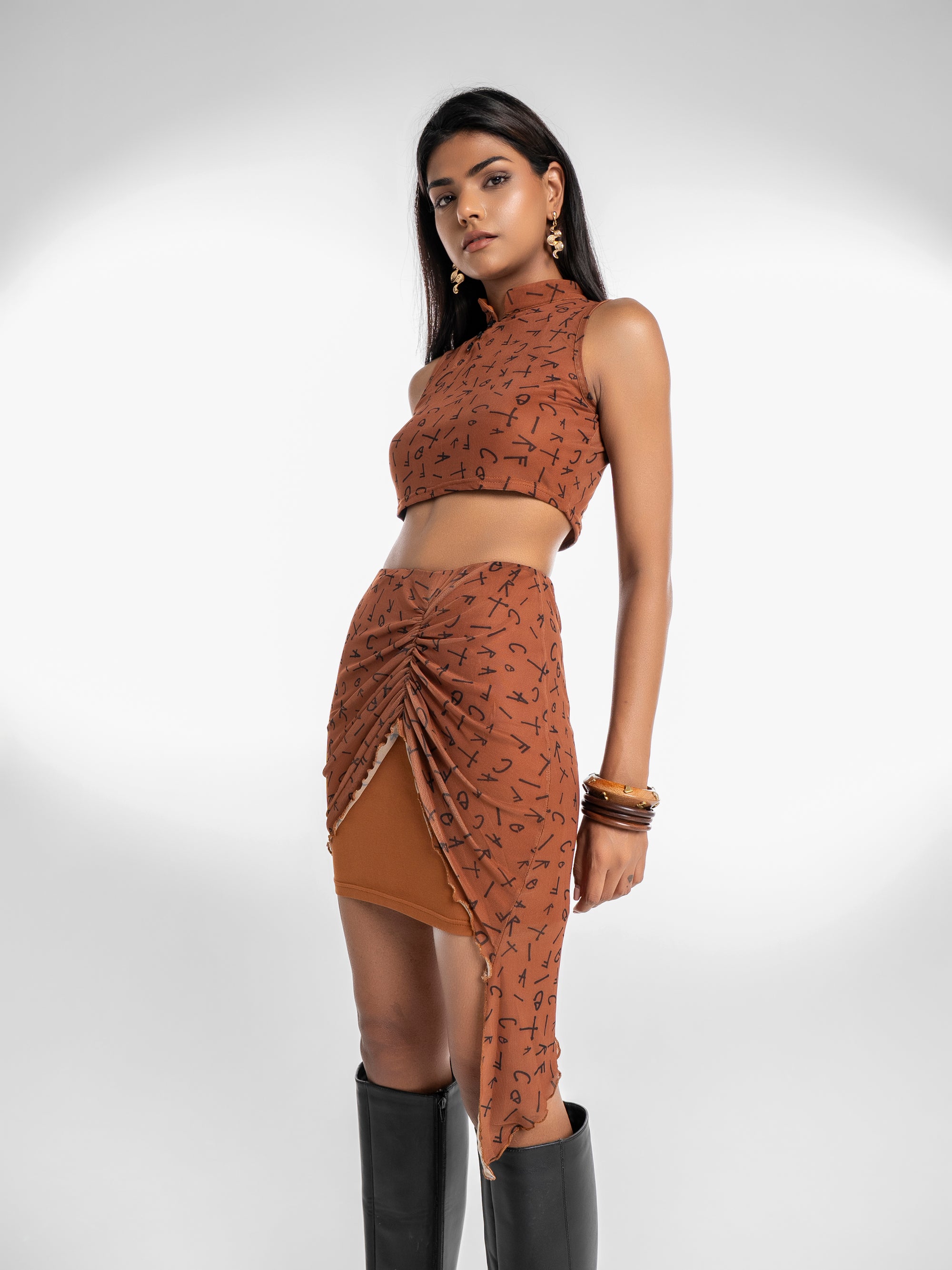 Logo Script Drape Co-ord Set – Mocha Brown