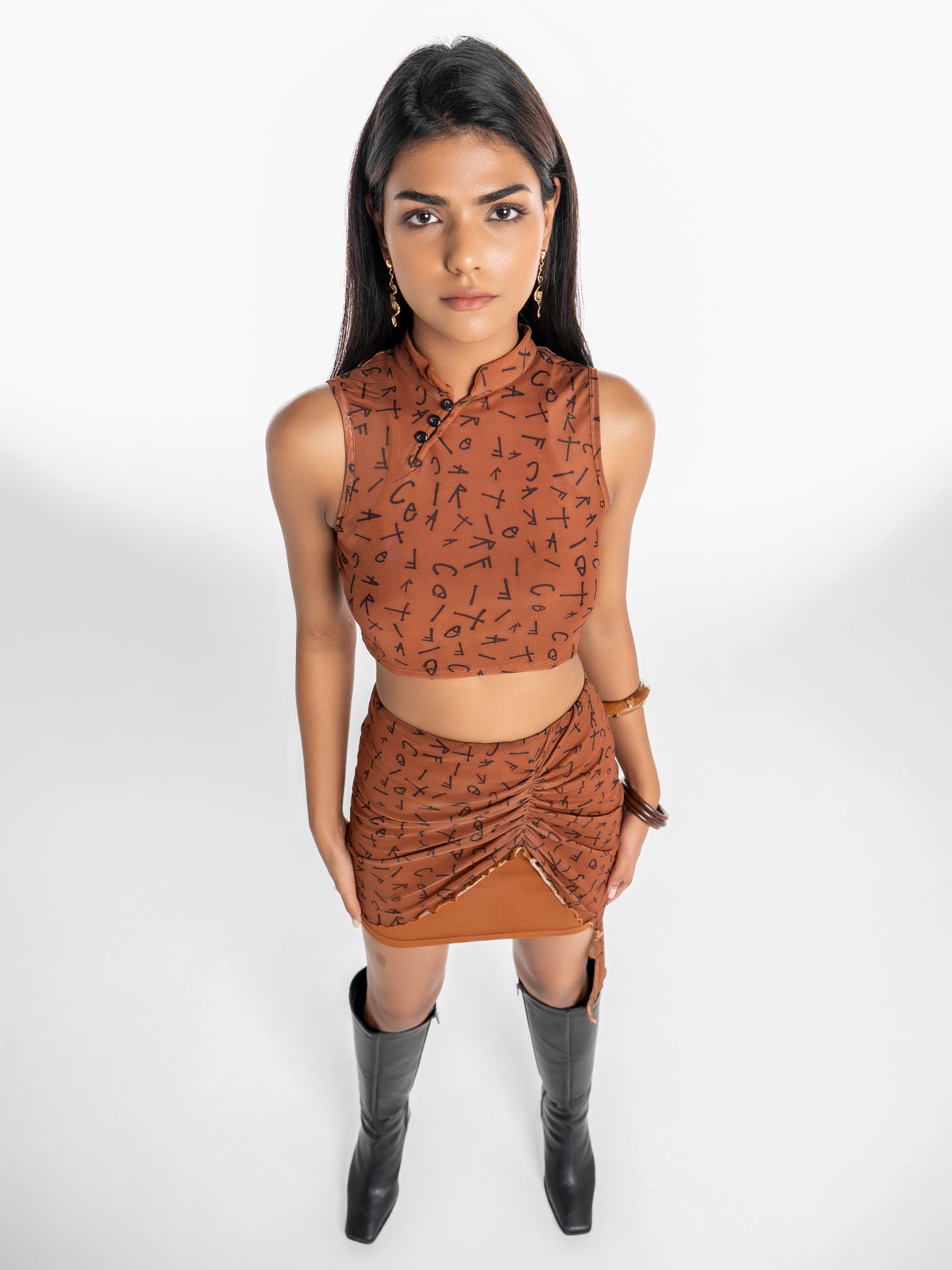 Logo Script Drape Co-ord Set – Mocha Brown