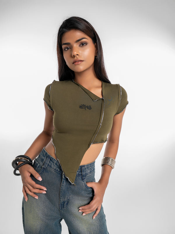 Edgecut Crop Top - Olive