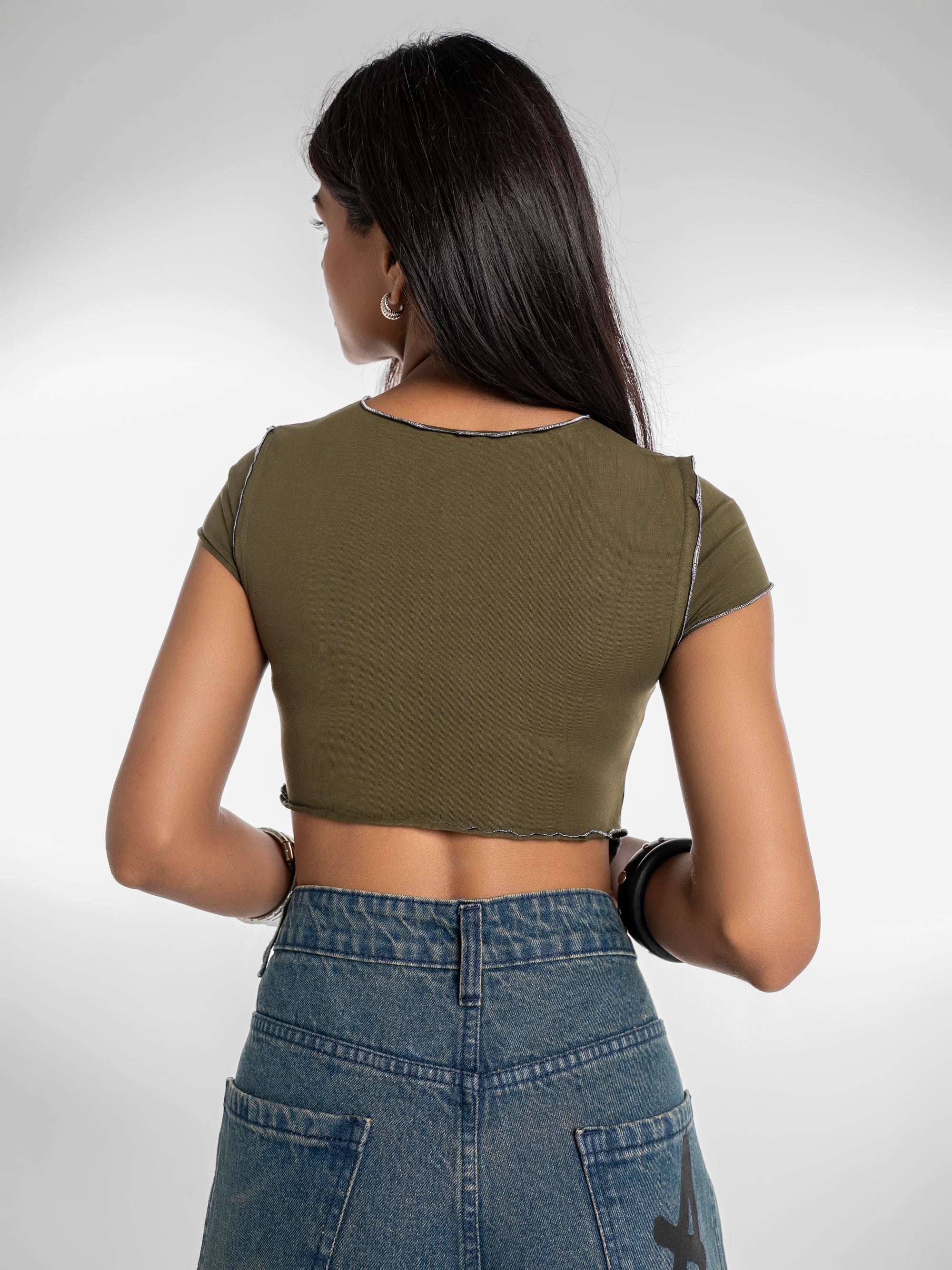 Edgecut Crop Top - Olive